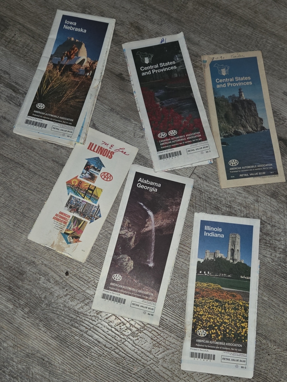 AAA Folded State Map Bundle - 6 Blue, White, Cream